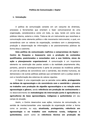 POLÍTICA DE COMUNICAÇÃO